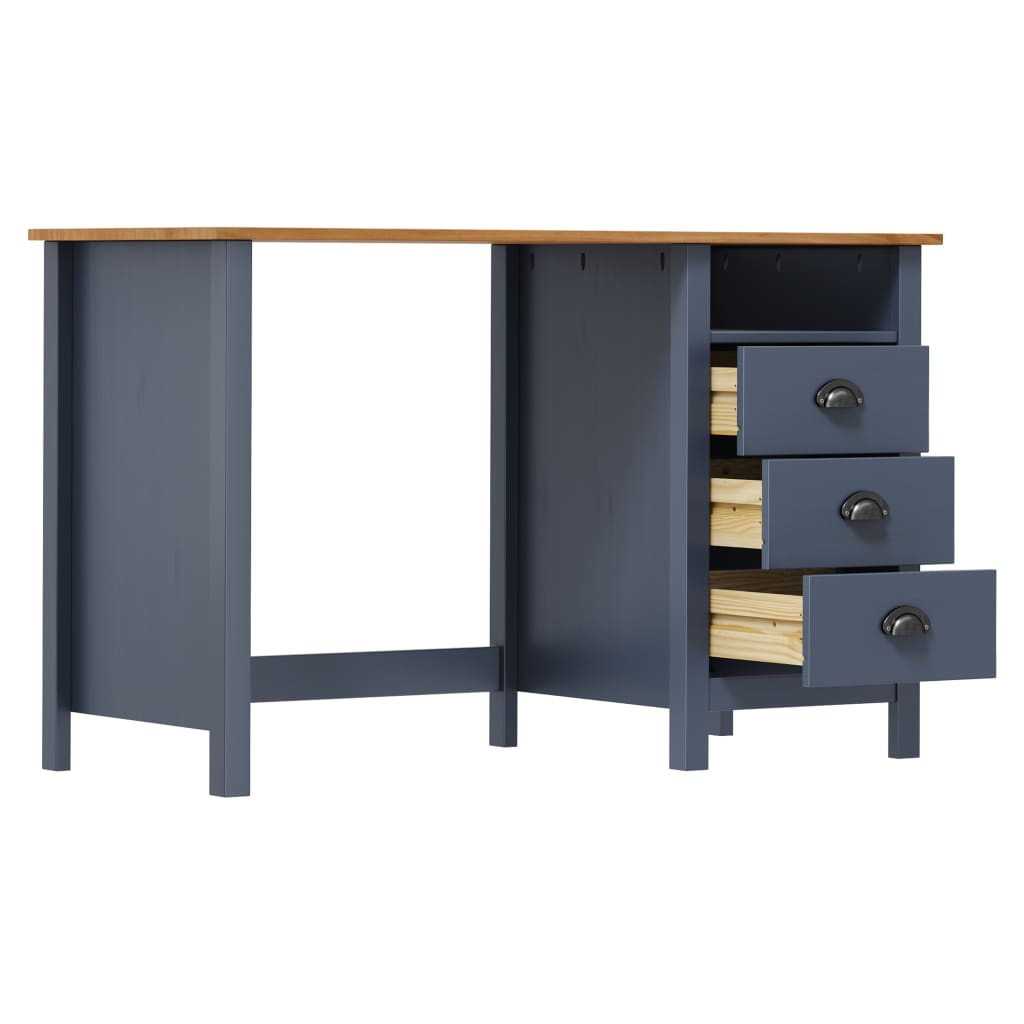 Bureau Hill Range met 3 lades 120x50x74 cm grenenhout grijs - Griffin Retail