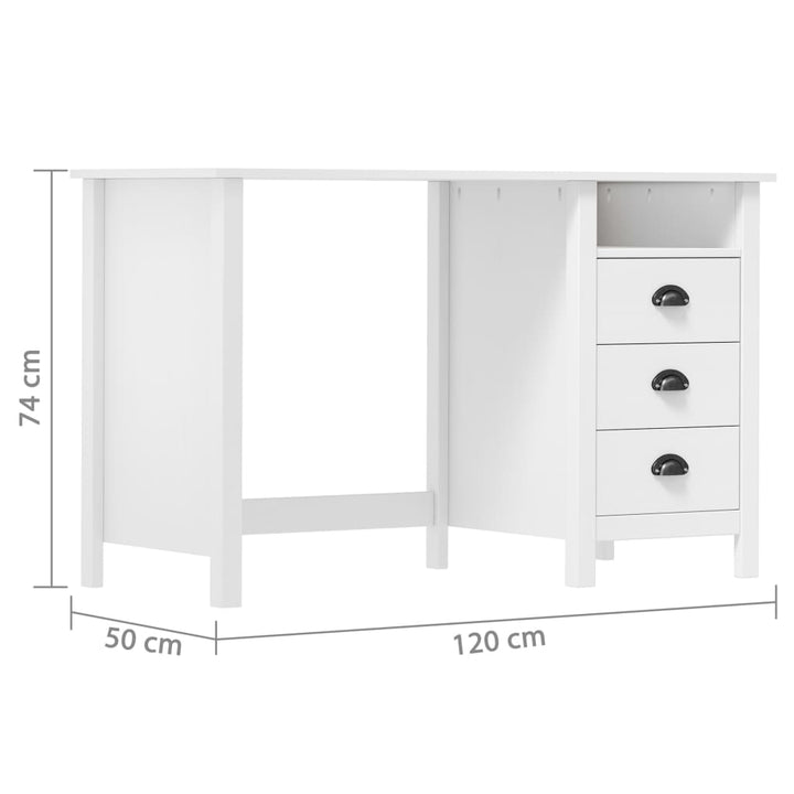 Bureau Hill Range met 3 lades 120x50x74 cm massief grenenhout - Griffin Retail