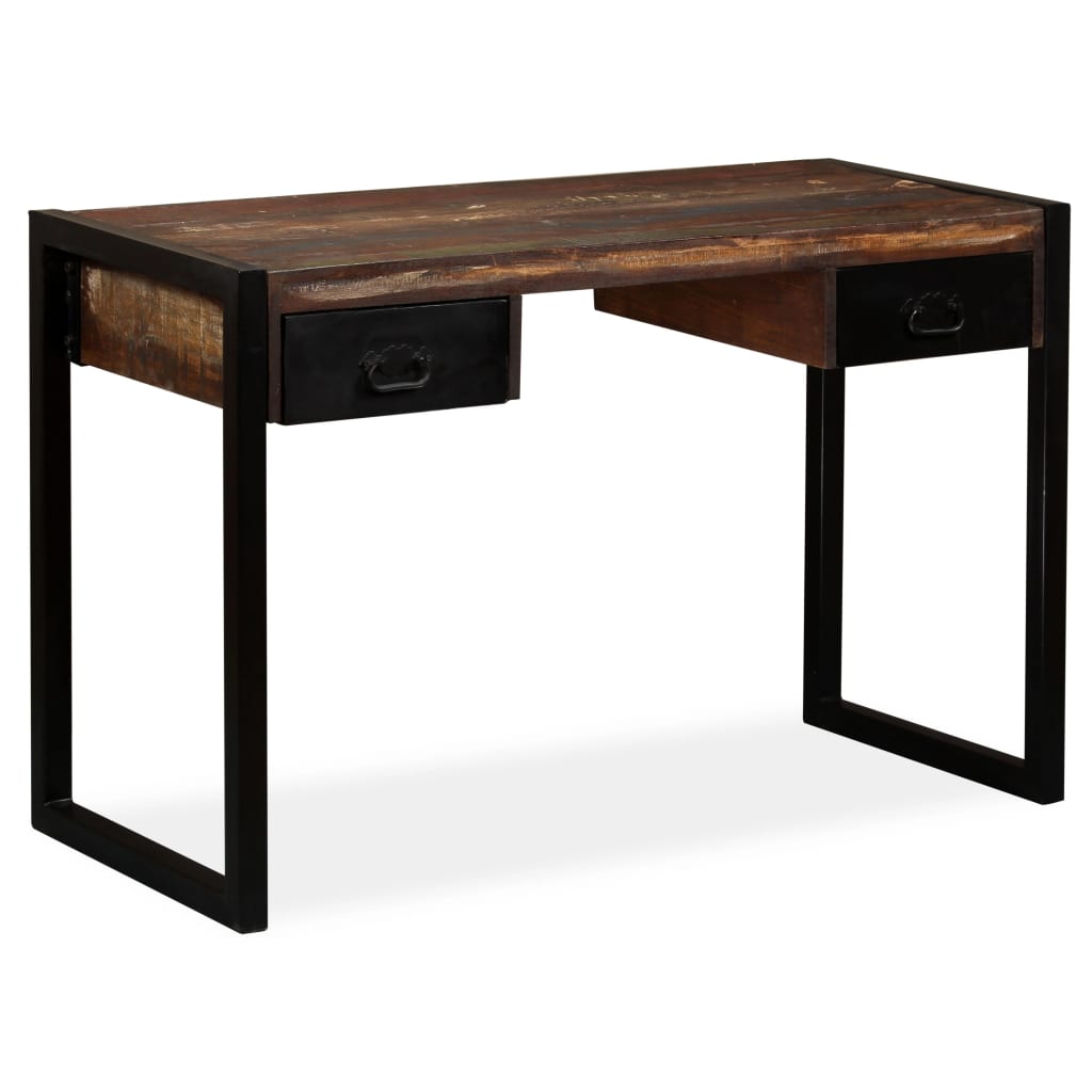 Bureau met 2 lades 120x50x76 cm massief gerecycled hout - Griffin Retail