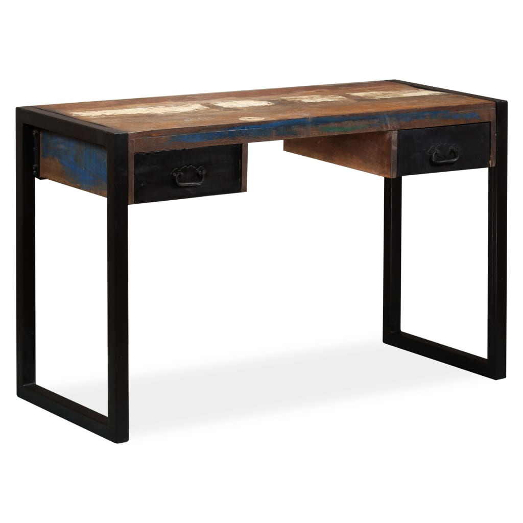 Bureau met 2 lades 120x50x76 cm massief gerecycled hout - Griffin Retail