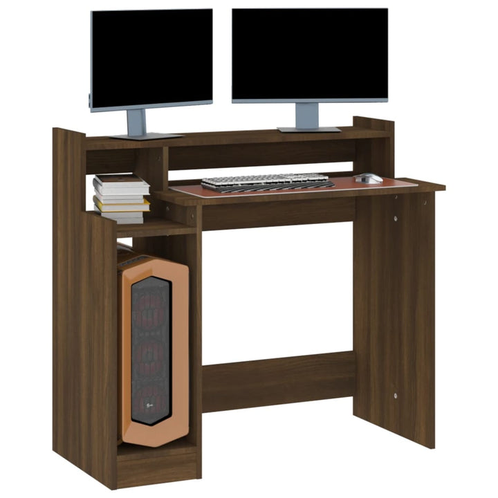 Bureau met LED-verlichting 97x90x45 cm hout bruineikenkleurig - Griffin Retail