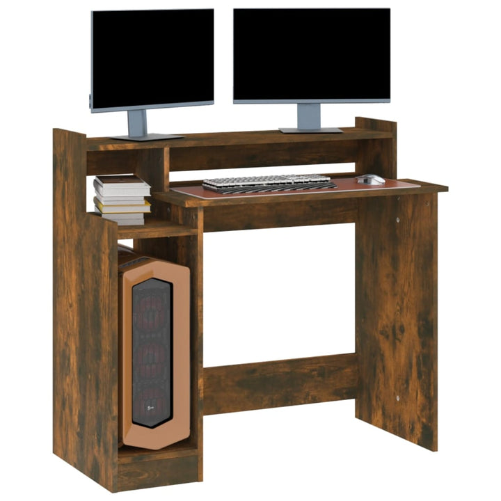 Bureau met LED-verlichting 97x90x45 cm hout gerookt eiken - Griffin Retail