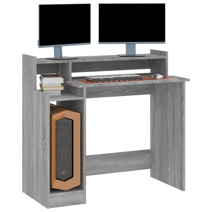 Bureau met LED-verlichting 97x90x45 cm hout grijs sonoma eiken - Griffin Retail