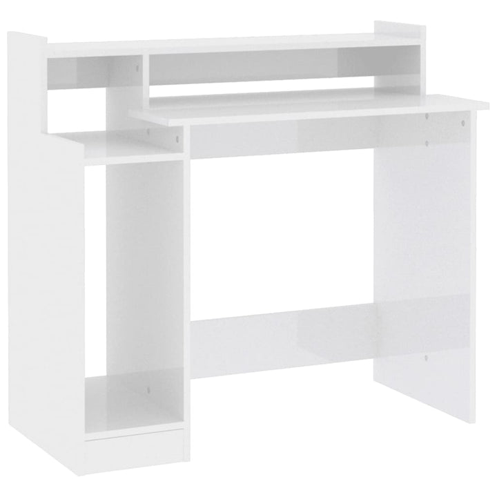 Bureau met LED-verlichting 97x90x45 cm hout hoogglans wit - Griffin Retail