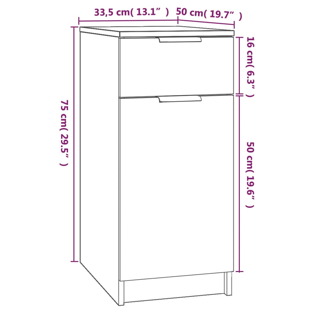 Bureaukast 33,5x50x75 cm bewerkt hout betongrijs - Griffin Retail