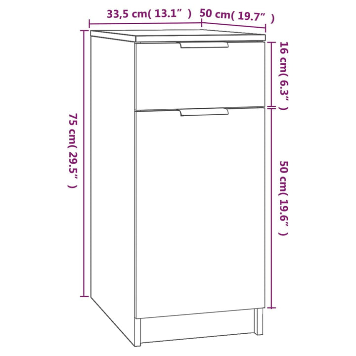 Bureaukast 33,5x50x75 cm bewerkt hout betongrijs - Griffin Retail