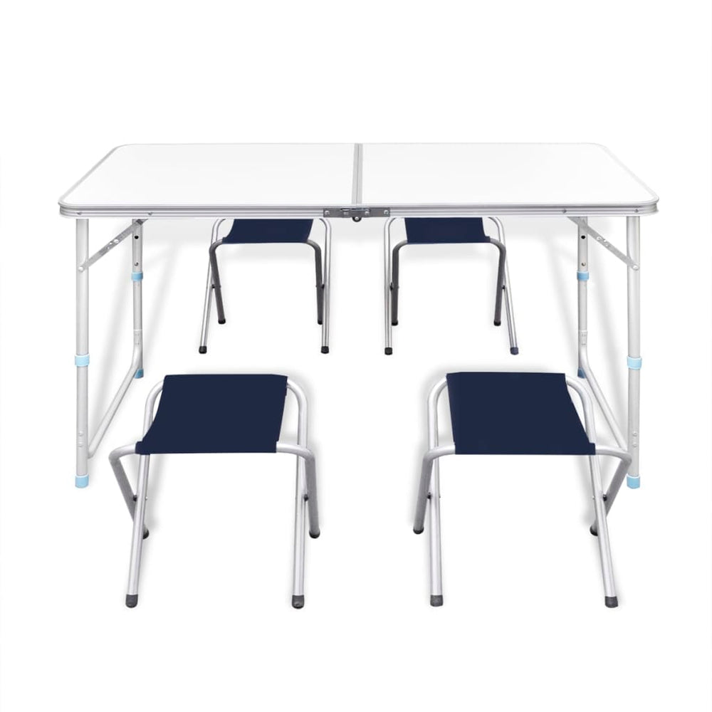 Campingtafel inklapbaar en verstelbaar aluminium 120 x 60 cm 4 stoelen - Griffin Retail