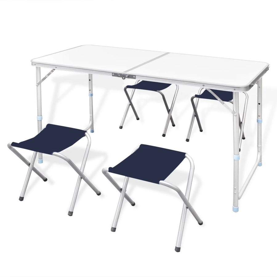 Campingtafel inklapbaar en verstelbaar aluminium 120 x 60 cm 4 stoelen - Griffin Retail