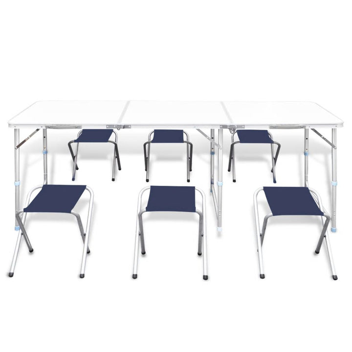 Campingtafel inklapbaar en verstelbaar aluminium 180 x 60 cm 6 stoelen - Griffin Retail