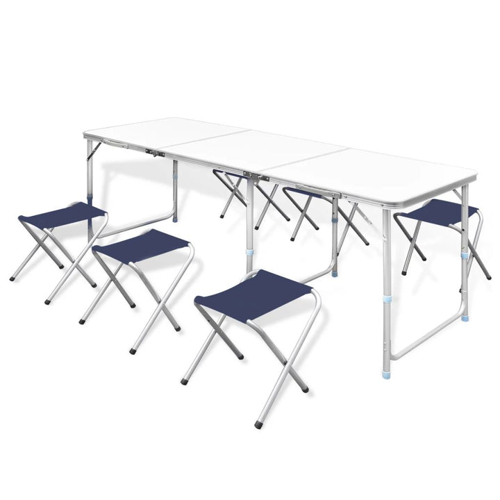 Campingtafel inklapbaar en verstelbaar aluminium 180 x 60 cm 6 stoelen - Griffin Retail