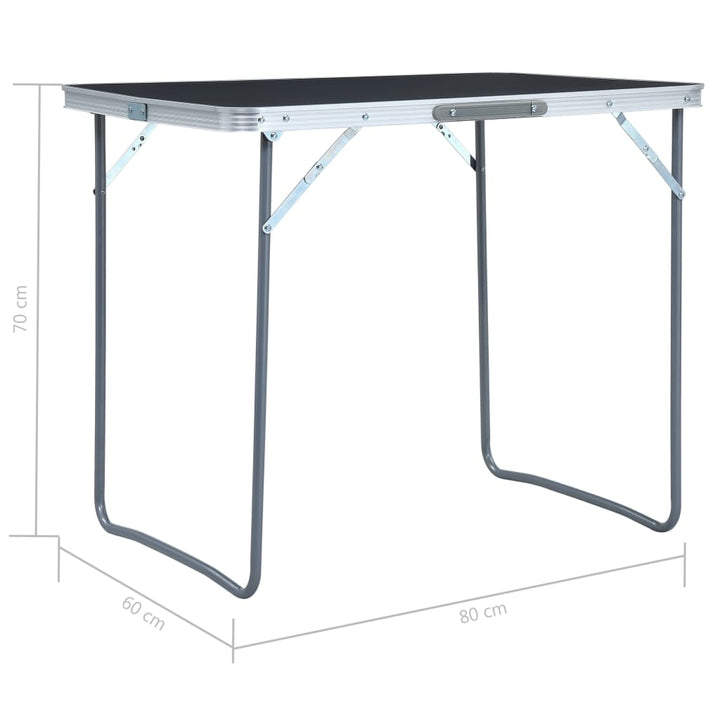 Campingtafel inklapbaar met metalen frame 80x60 cm grijs - Griffin Retail