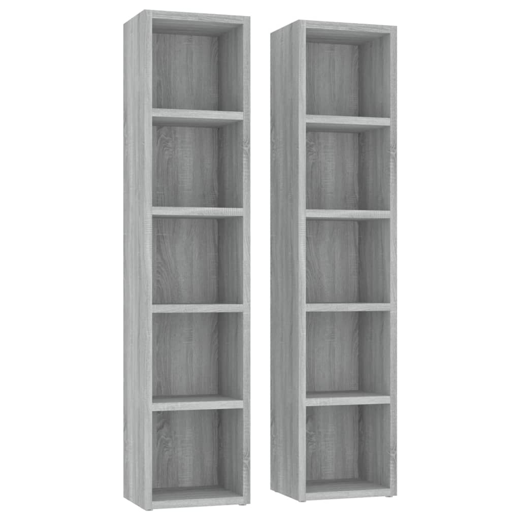 CD-kasten 2 st 21x16x93,5 bewerkt hout grijs sonoma eikenkleur - Griffin Retail