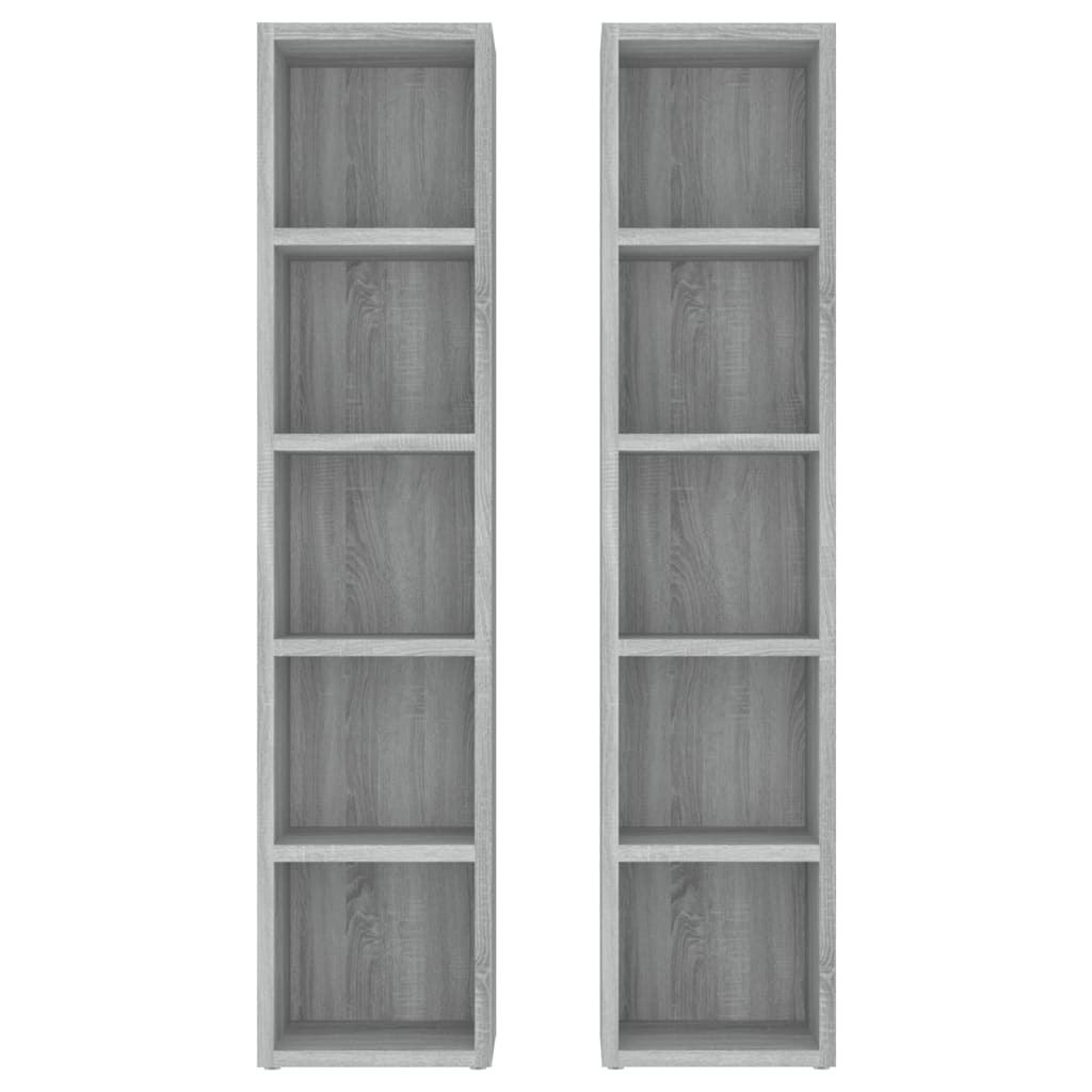 CD-kasten 2 st 21x16x93,5 bewerkt hout grijs sonoma eikenkleur - Griffin Retail