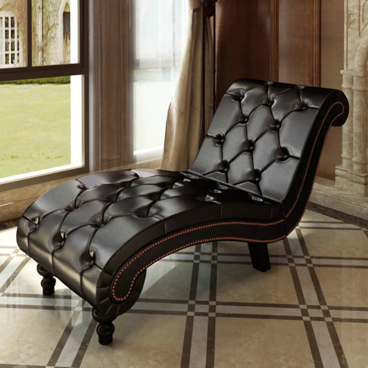 Chaise longue kunstleer bruin - Griffin Retail