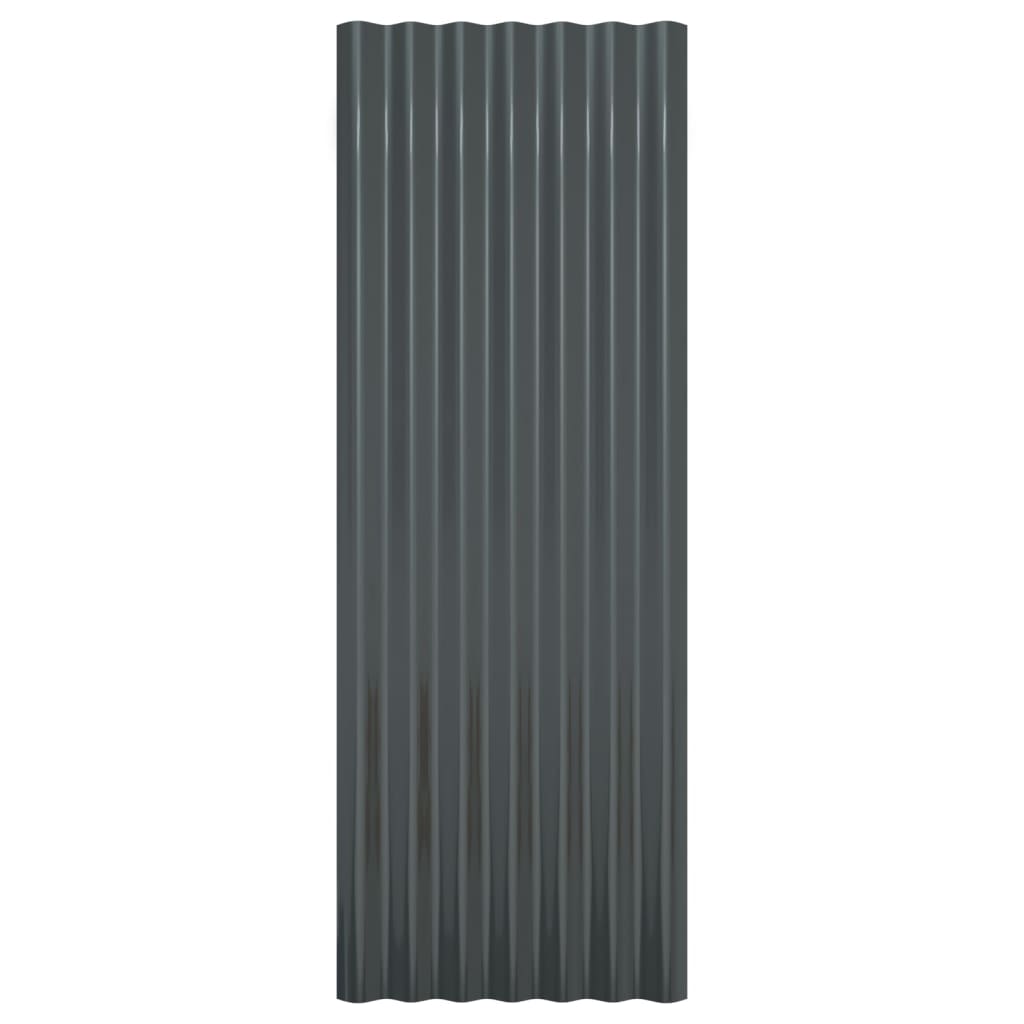 Dakpanelen 12 st 100x36 cm gepoedercoat staal antracietkleurig - Griffin Retail