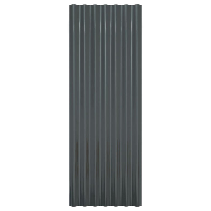 Dakpanelen 12 st 100x36 cm gepoedercoat staal antracietkleurig - Griffin Retail