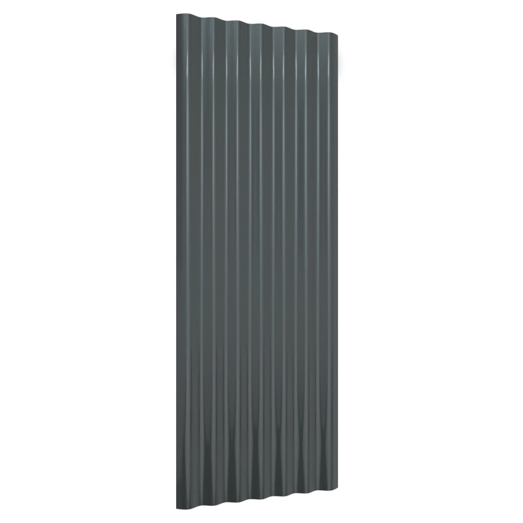 Dakpanelen 12 st 100x36 cm gepoedercoat staal antracietkleurig - Griffin Retail