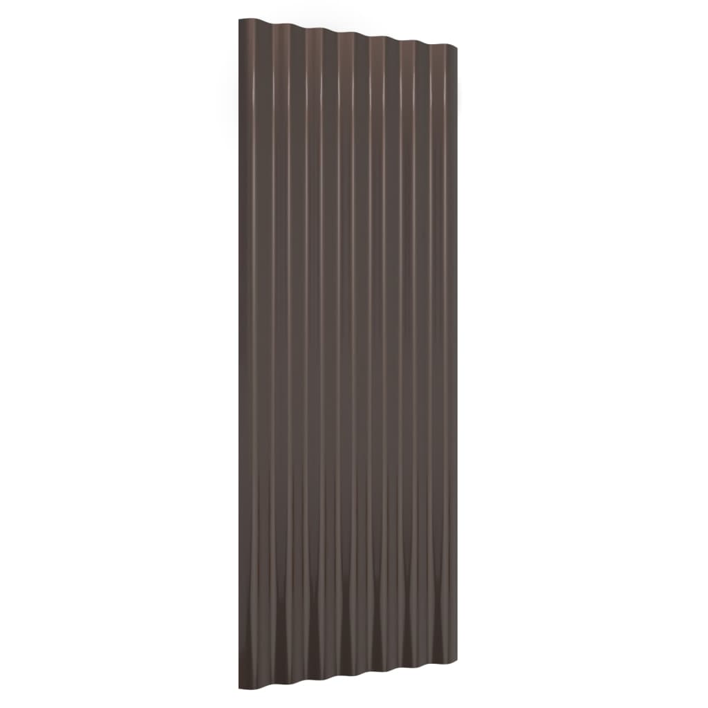 Dakpanelen 12 st 100x36 cm gepoedercoat staal bruin - Griffin Retail