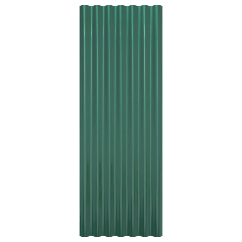 Dakpanelen 12 st 100x36 cm gepoedercoat staal groen - Griffin Retail