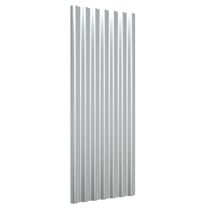 Dakpanelen 12 st 100x36 cm gepoedercoat staal zilverkleurig - Griffin Retail