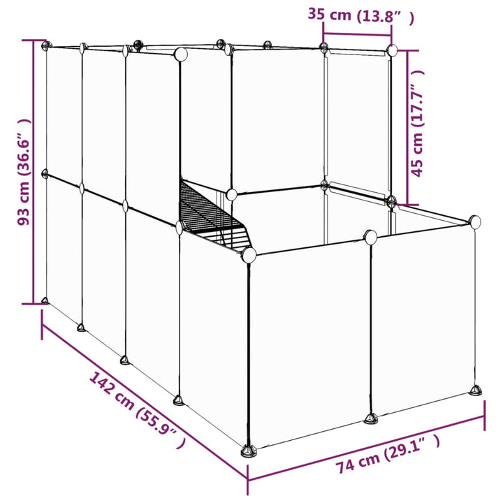 Dierenhok klein 142x74x93 cm polypropeen en staal transparant - Griffin Retail