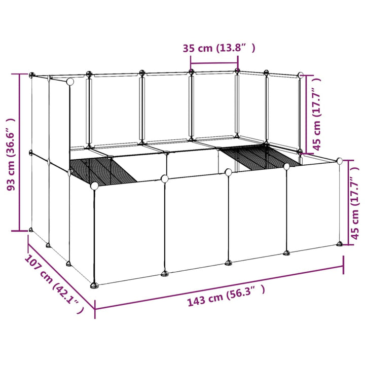 Dierenhok klein 143x107x93 cm polypropeen en staal transparant - Griffin Retail