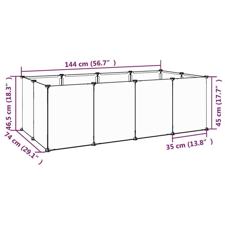 Dierenhok klein 144x74x46,5 cm polypropeen en staal zwart - Griffin Retail