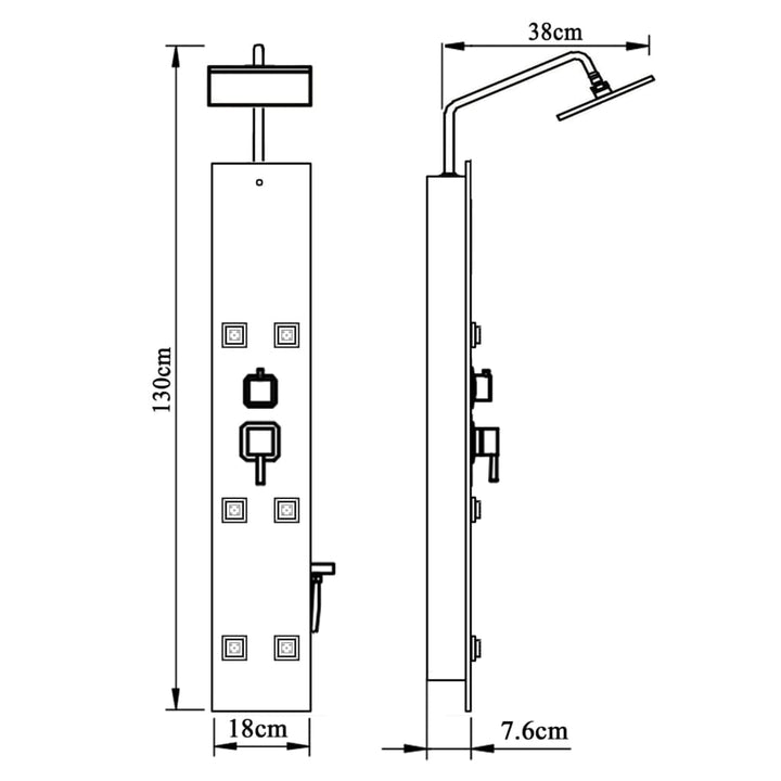 Douchepaneel 18x45,5x130 cm glas zwart - Griffin Retail