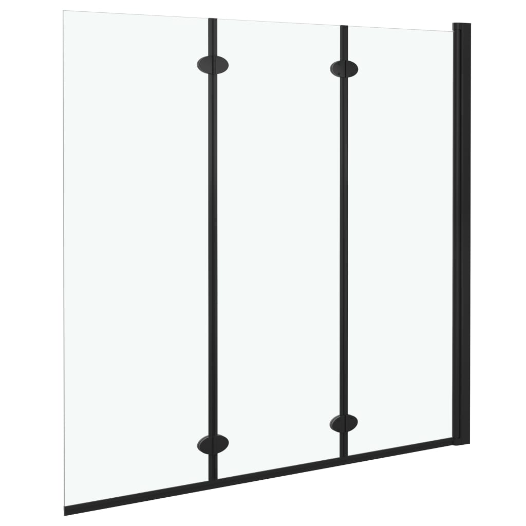 Douchewand inklapbaar 3 panelen 130x138 cm ESG zwart - Griffin Retail