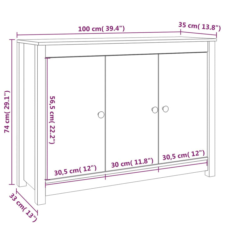 Dressoir 100x35x74 cm massief grenenhout - Griffin Retail