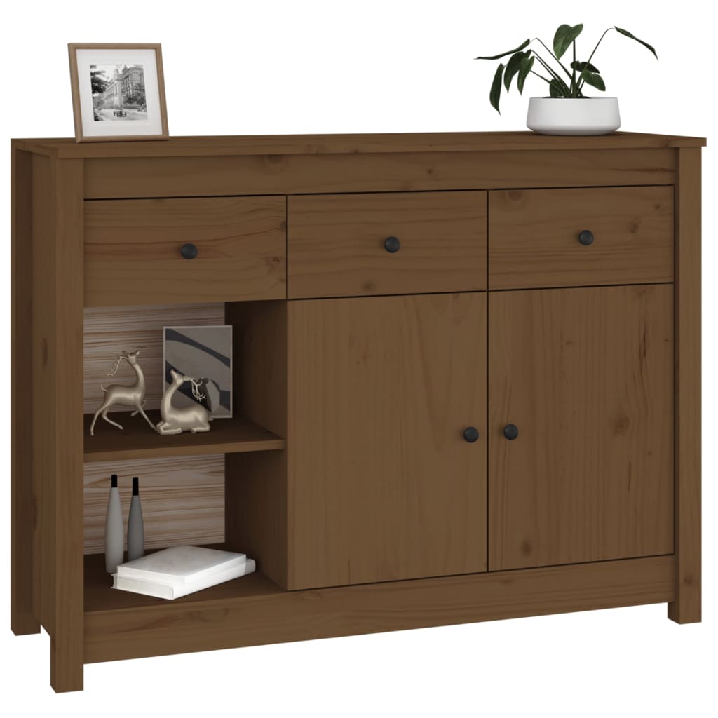 Dressoir 100x35x74 cm massief grenenhout honingbruin - Griffin Retail