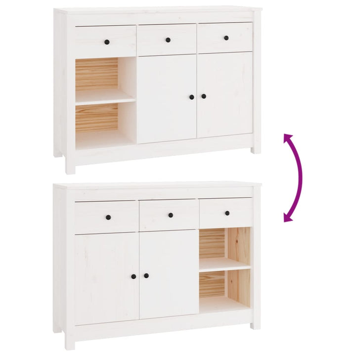 Dressoir 100x35x74 cm massief grenenhout wit - Griffin Retail