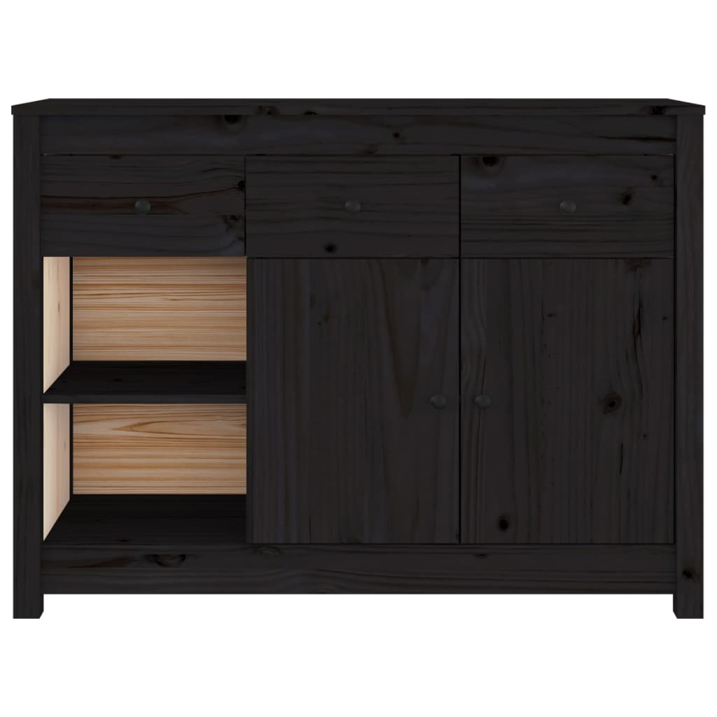 Dressoir 100x35x74 cm massief grenenhout zwart - Griffin Retail