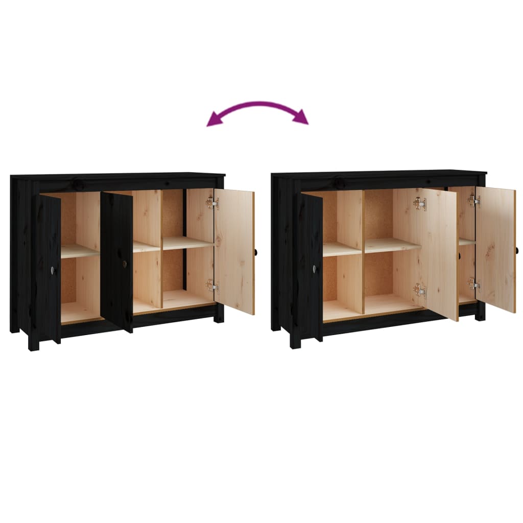 Dressoir 100x35x74 cm massief grenenhout zwart - Griffin Retail