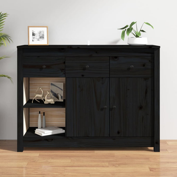 Dressoir 100x35x74 cm massief grenenhout zwart - Griffin Retail