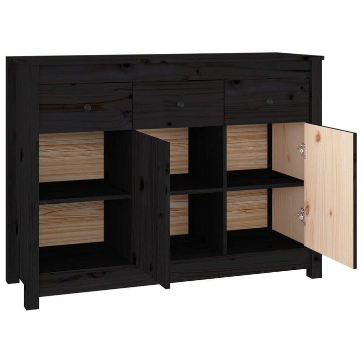 Dressoir 100x35x74 cm massief grenenhout zwart - Griffin Retail