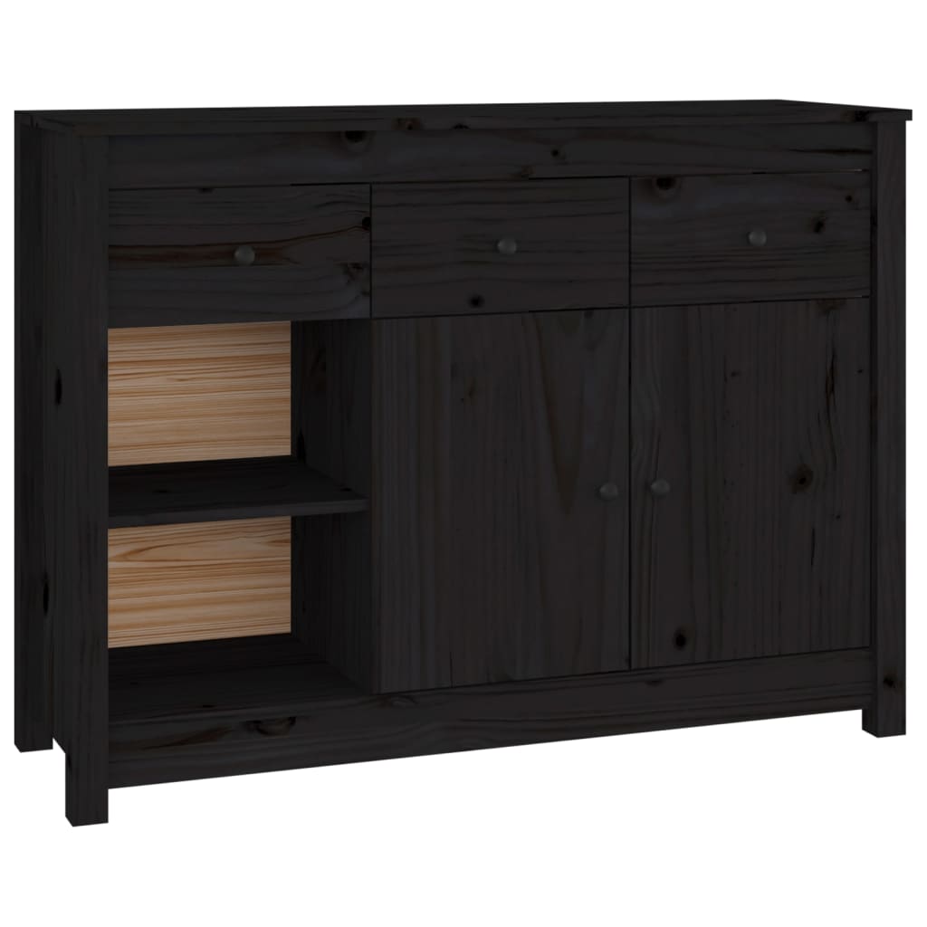 Dressoir 100x35x74 cm massief grenenhout zwart - Griffin Retail