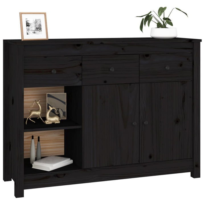 Dressoir 100x35x74 cm massief grenenhout zwart - Griffin Retail