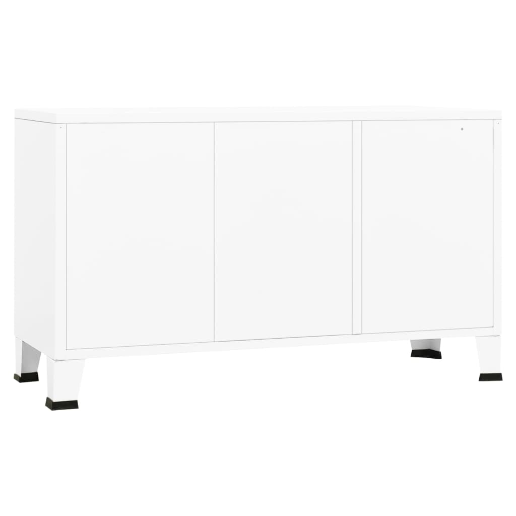 Dressoir 105x35x62 cm metaal en glas wit - Griffin Retail