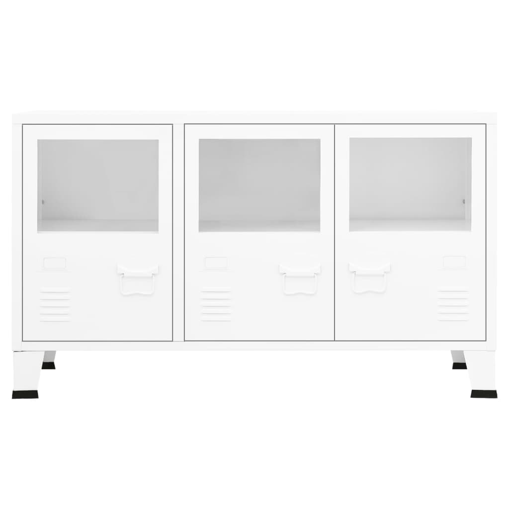 Dressoir 105x35x62 cm metaal en glas wit - Griffin Retail