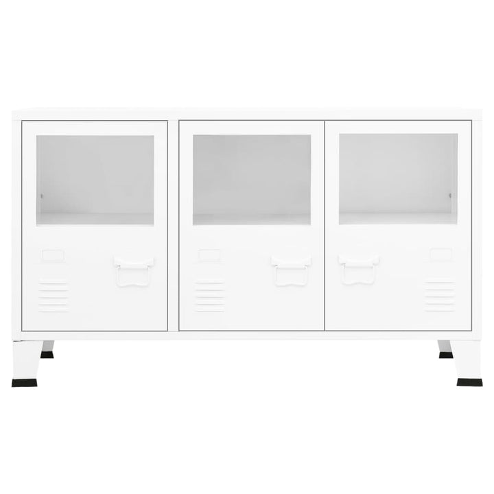 Dressoir 105x35x62 cm metaal en glas wit - Griffin Retail