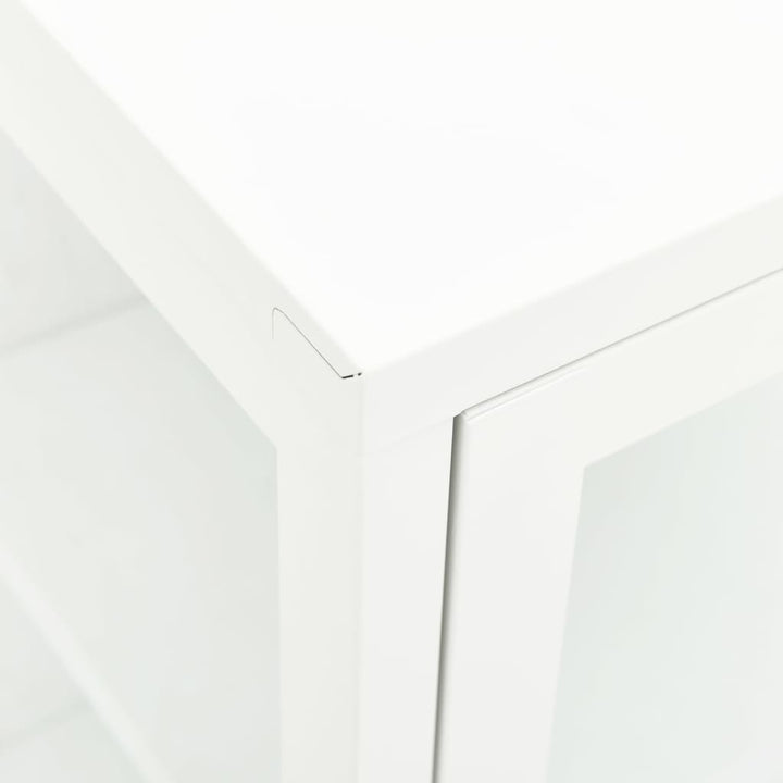 Dressoir 105x35x70 cm staal en glas wit - Griffin Retail