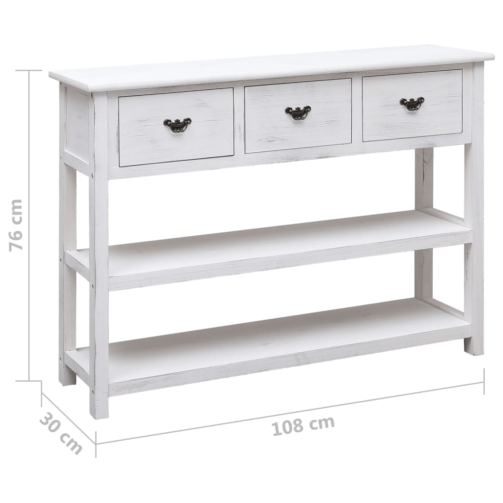 Dressoir 108x30x76 cm massief paulowniahout antiekwit - Griffin Retail