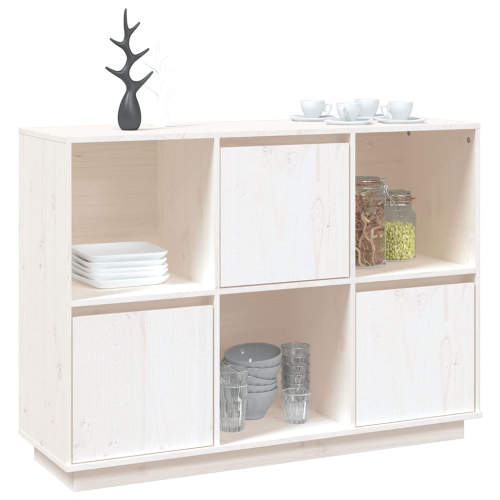 Dressoir 110,5x35x80 cm massief grenenhout wit - Griffin Retail