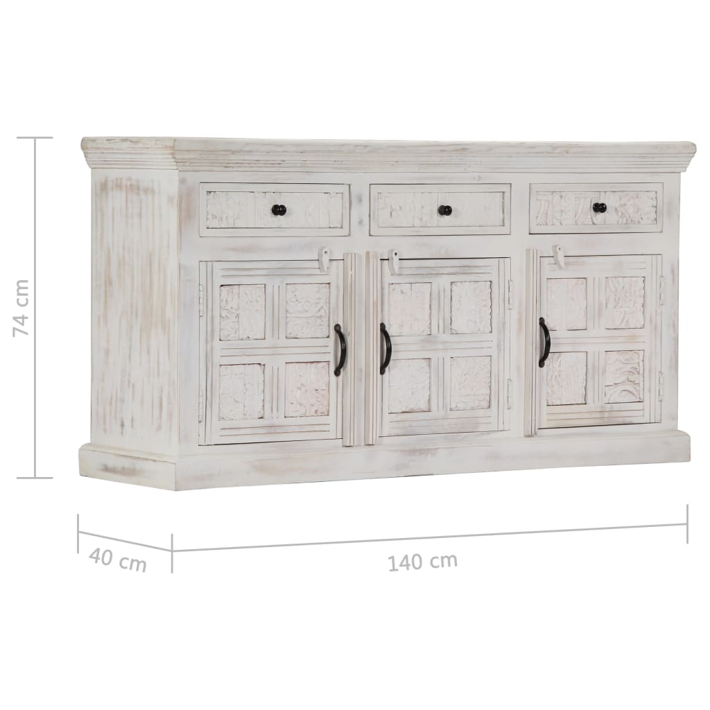 Dressoir 140x40x74 cm massief mangohout wit - Griffin Retail