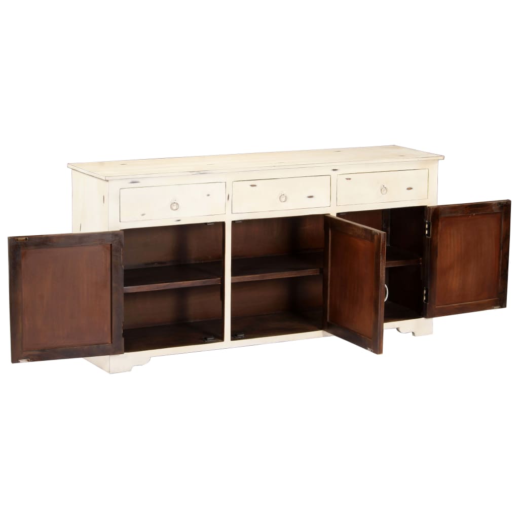 Dressoir 160x40x80 cm massief mangohout wit - Griffin Retail