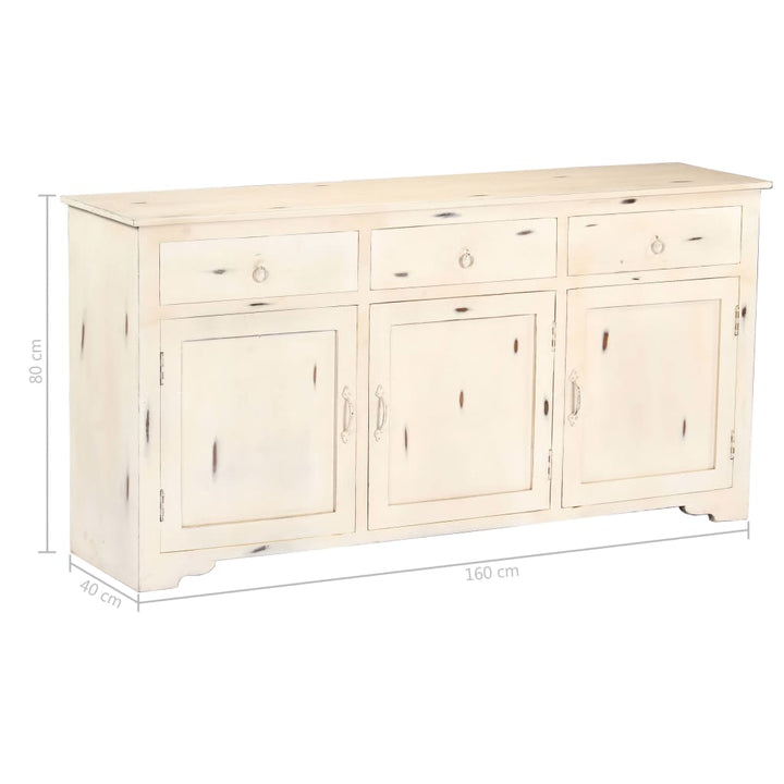 Dressoir 160x40x80 cm massief mangohout wit - Griffin Retail