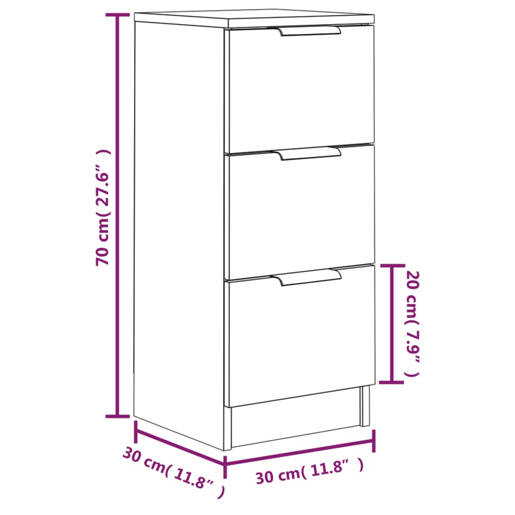 Dressoir 30x30x70 cm bewerkt hout bruineikenkleurig - Griffin Retail