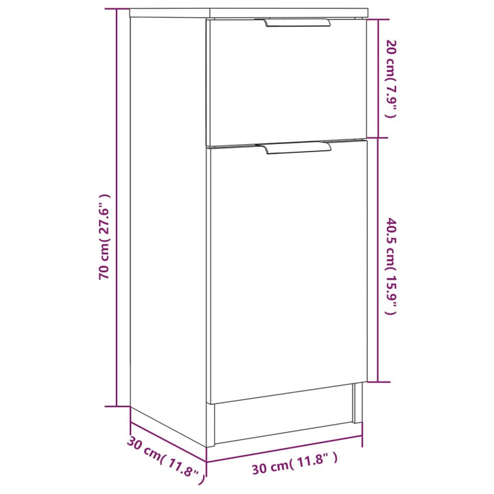 Dressoir 30x30x70 cm bewerkt hout bruineikenkleurig - Griffin Retail