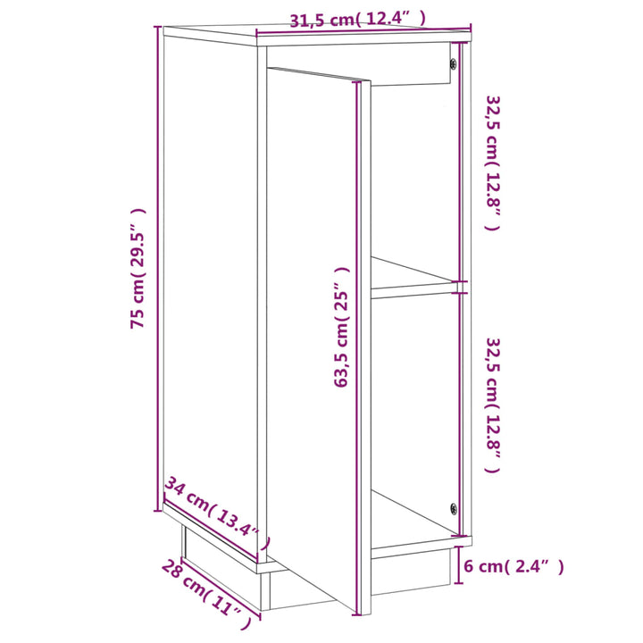 Dressoir 31,5x34x75 cm massief grenenhout honingbruin - Griffin Retail